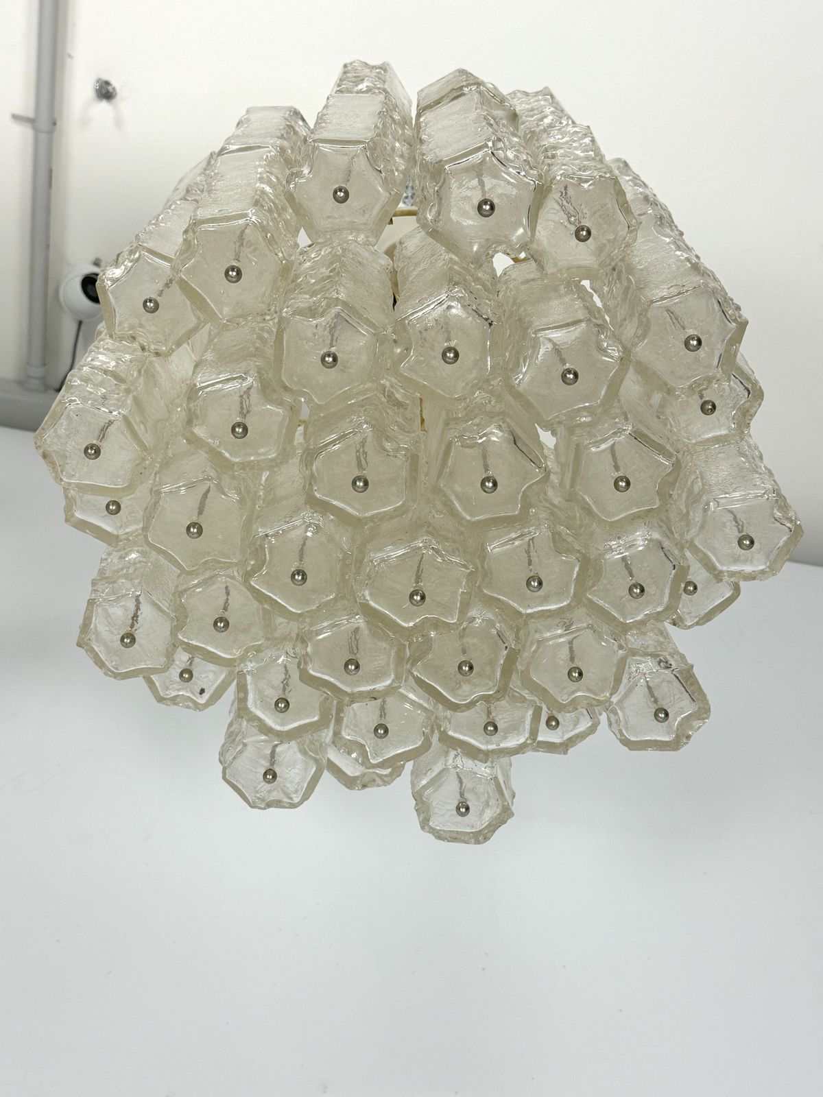 Pair Of Murano Glass Elements Chandelier By Venini. Italy 1970s. photo furniture
