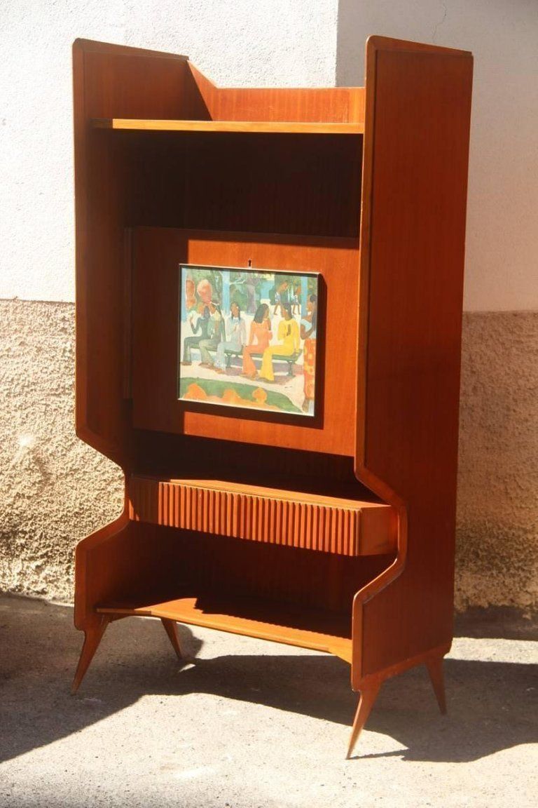 Pair Of Cabinet Bar Italian Mid Century Modern Mahogany 1950 photo furniture