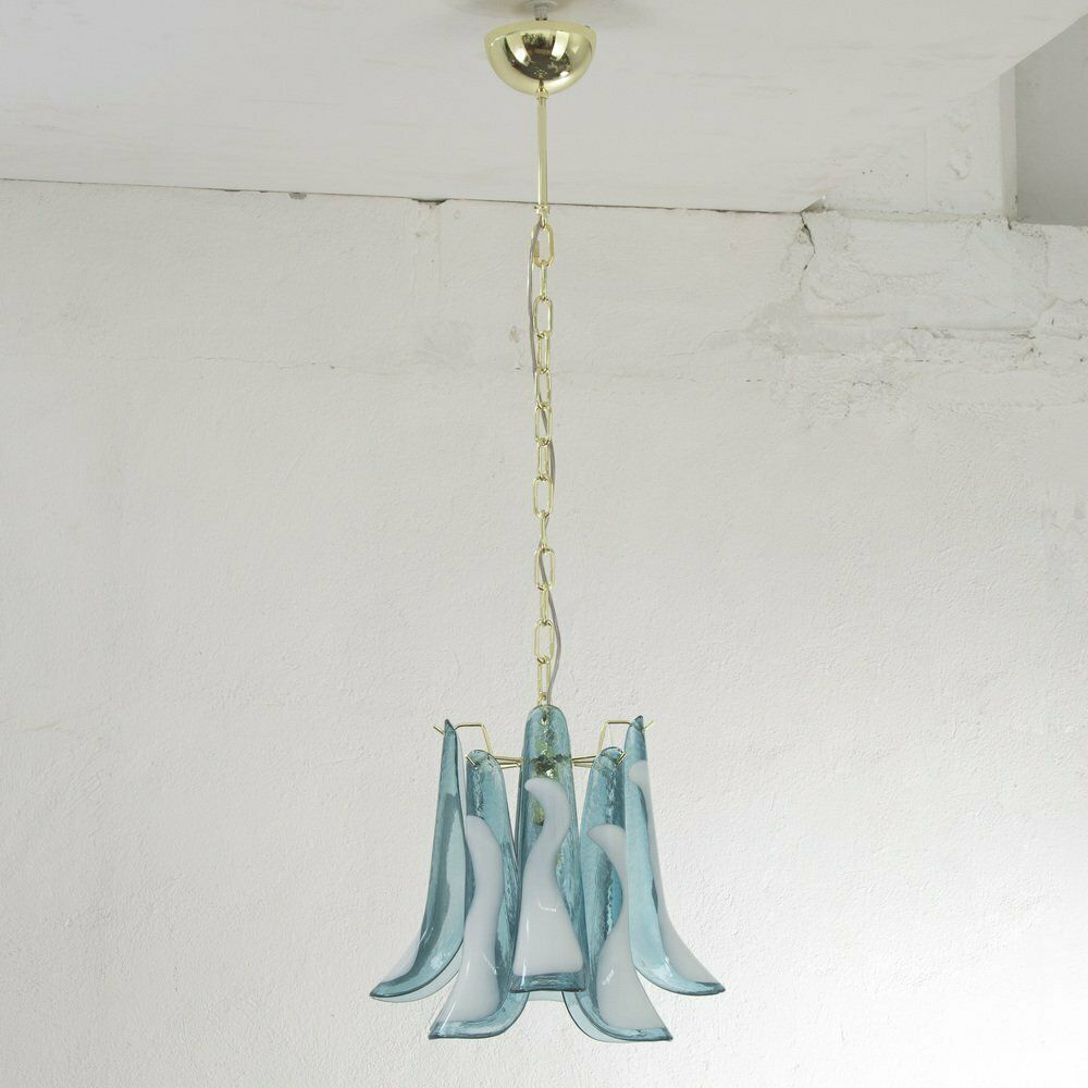 Petal Pendant Lamp In Black And White Murano Glass, 1990s photo for sale