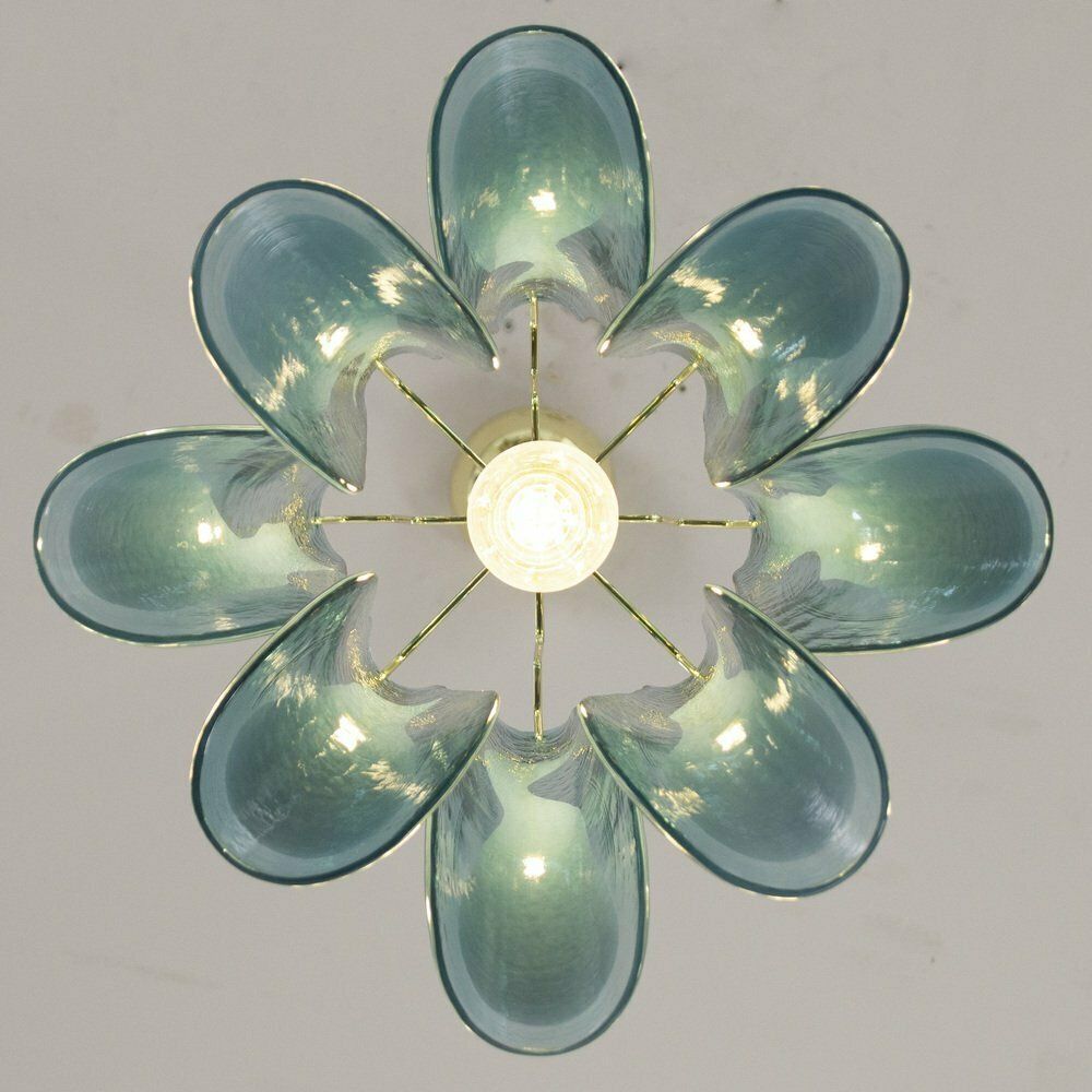 photo for sale Petal Pendant Lamp In Black And White Murano Glass, 1990s