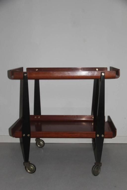 Bar Cart Carlo Ratti Curved Wood Mid Century Italian Design photo 1964.0