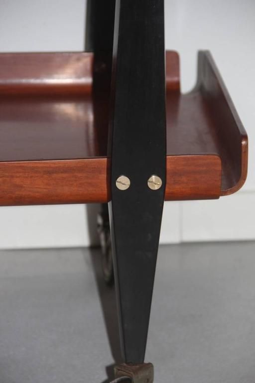Bar Cart Carlo Ratti Curved Wood Mid Century Italian Design photo vinterior