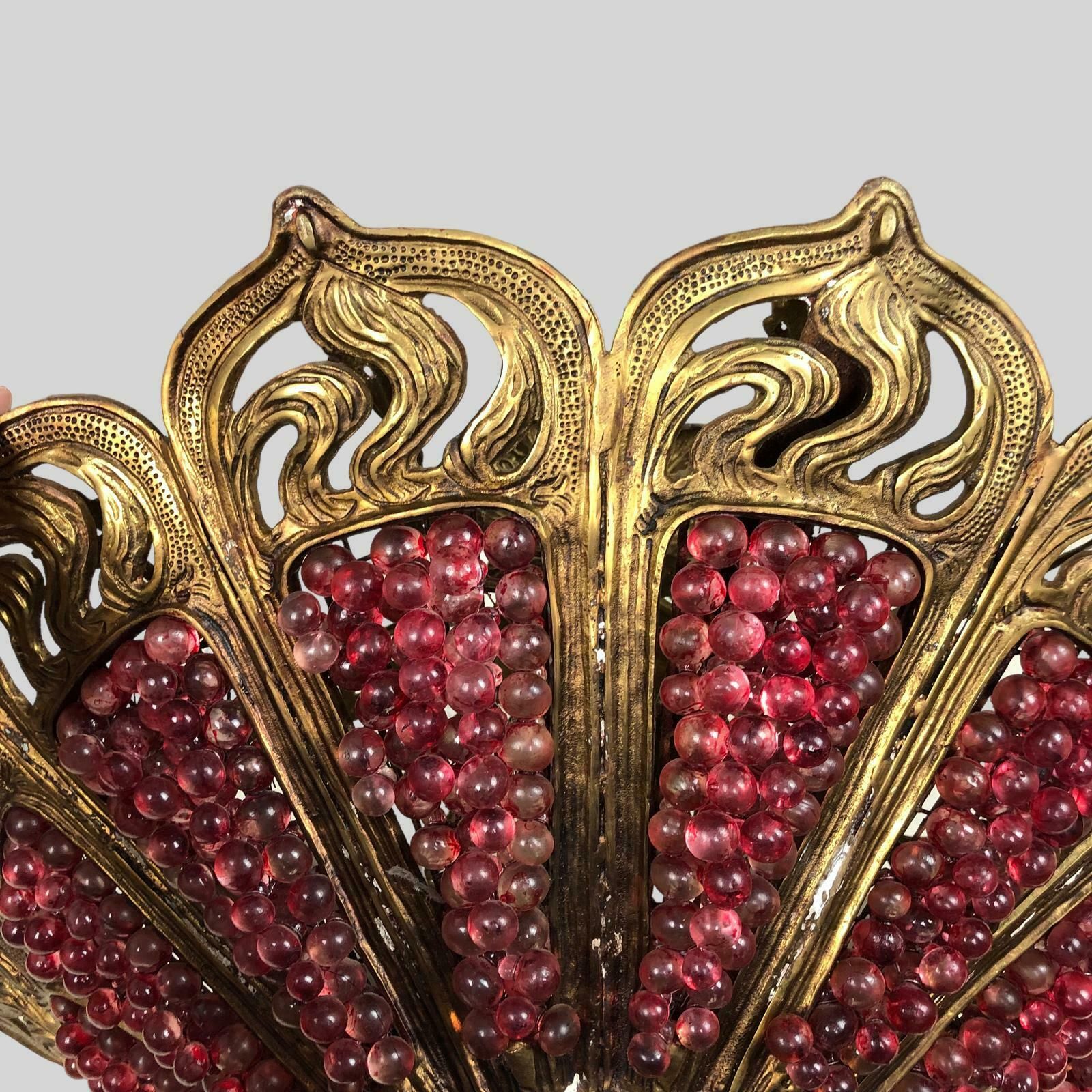 photo buy Murano Bohemian Gilt Bronze Cranberry Huge Chandelier