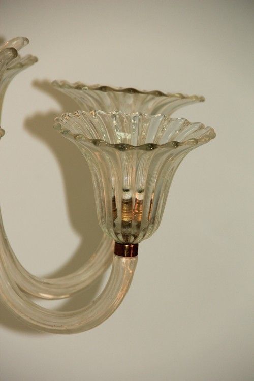 Barovier Brass And Glass Large Chandelier Italian Design 1950 photo 2160.0