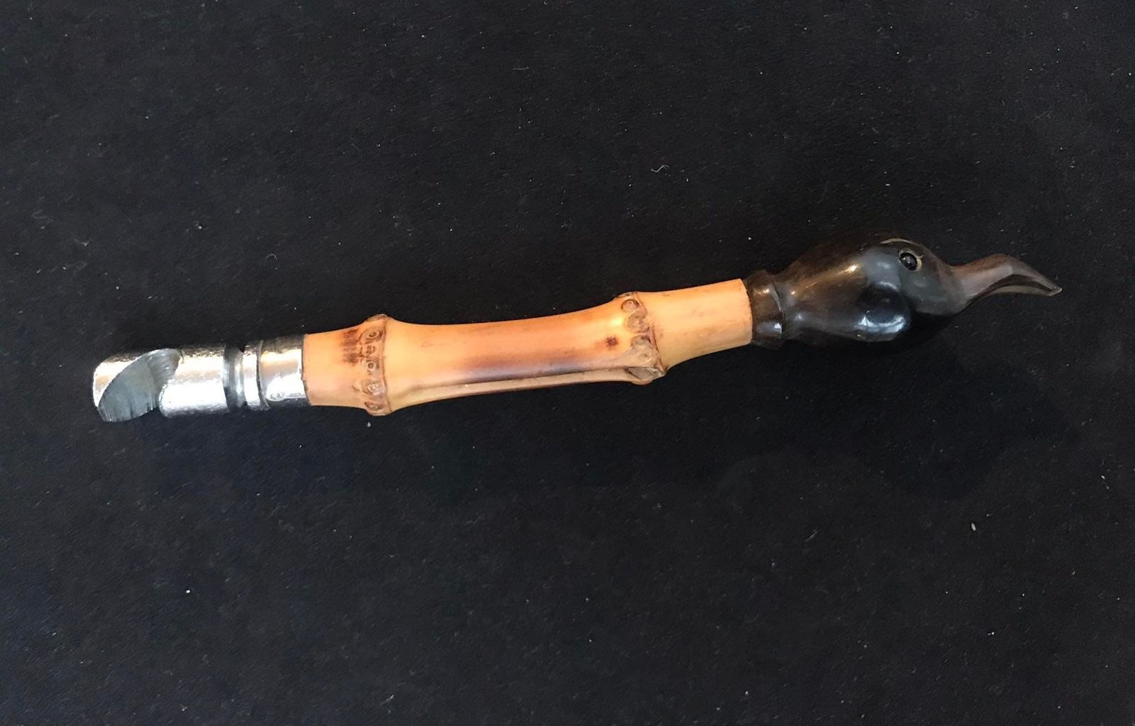 photo for sale Bottle Opener Antique With Horn Duck Head Mid Century With Bamboo Handle, 1930s Tiki Bar Decor Gift For Him Man Cave Gift Boho Gift