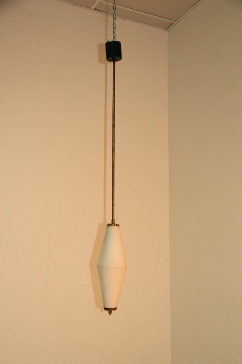 1950   Stilnovo  Glass Chandelier Mid Century Modern Italian Design 