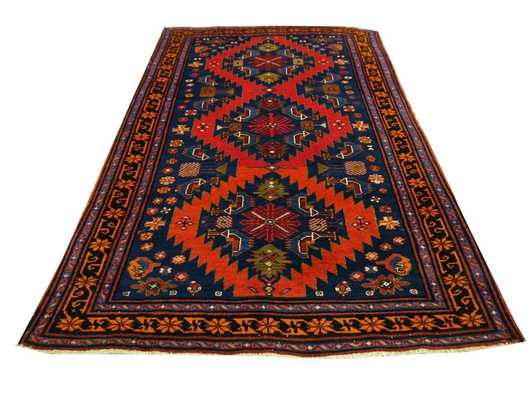 Antique Krabagh Kazak Rug Achma Yumma Red Orange Blue photo furniture