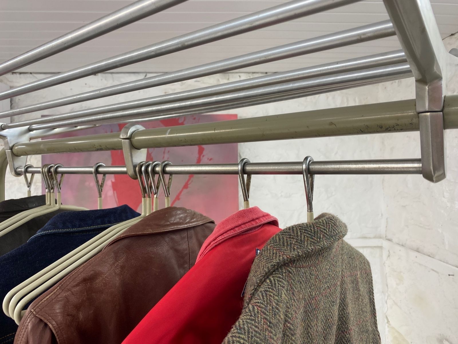 Mid Century Stand Clothes Rail Original By R W Bamforth & Co. Untouched Enamel photo vintage