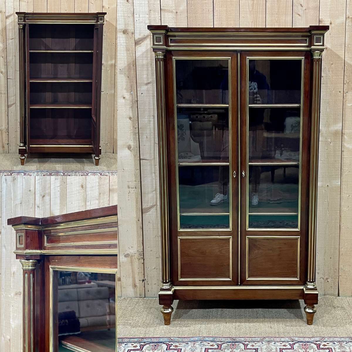 Napoleon III Library In Mahogany And Brass Net