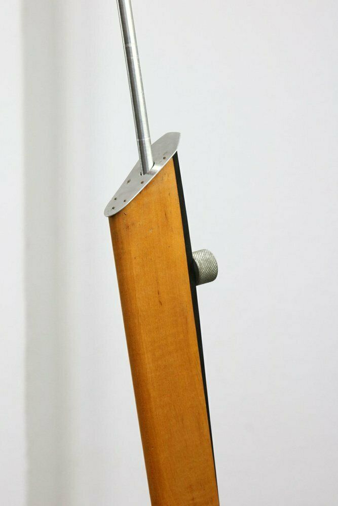 Mid Century Italian Aluminum & Wood Floor Lamp With Reflector photo vintage