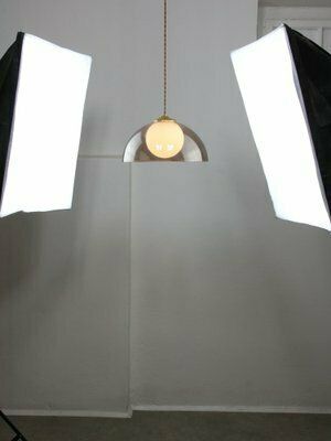 Space Age Italian Brass, Opaline And Acrylic Glass Pendant Lamp photo Lighting