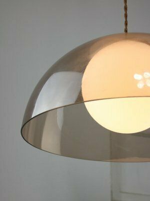 Space Age Italian Brass, Opaline And Acrylic Glass Pendant Lamp photo vinterior