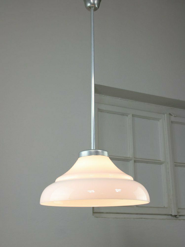 Mid Century Italian Aluminum And Glass Pendant Lamp photo for sale