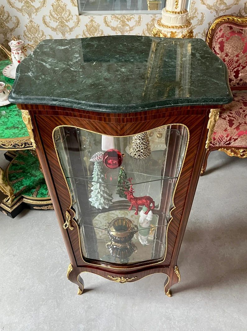 Showcase French Louis Style Glass Showcase Baroque Retro Style Home Decor For Living Room Decoration photo for sale