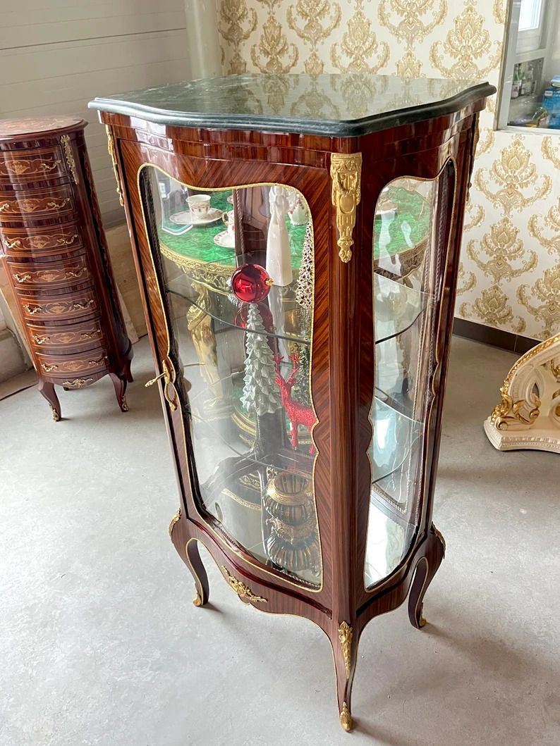 Showcase French Louis Style Glass Showcase Baroque Retro Style Home Decor For Living Room Decoration photo 420.0