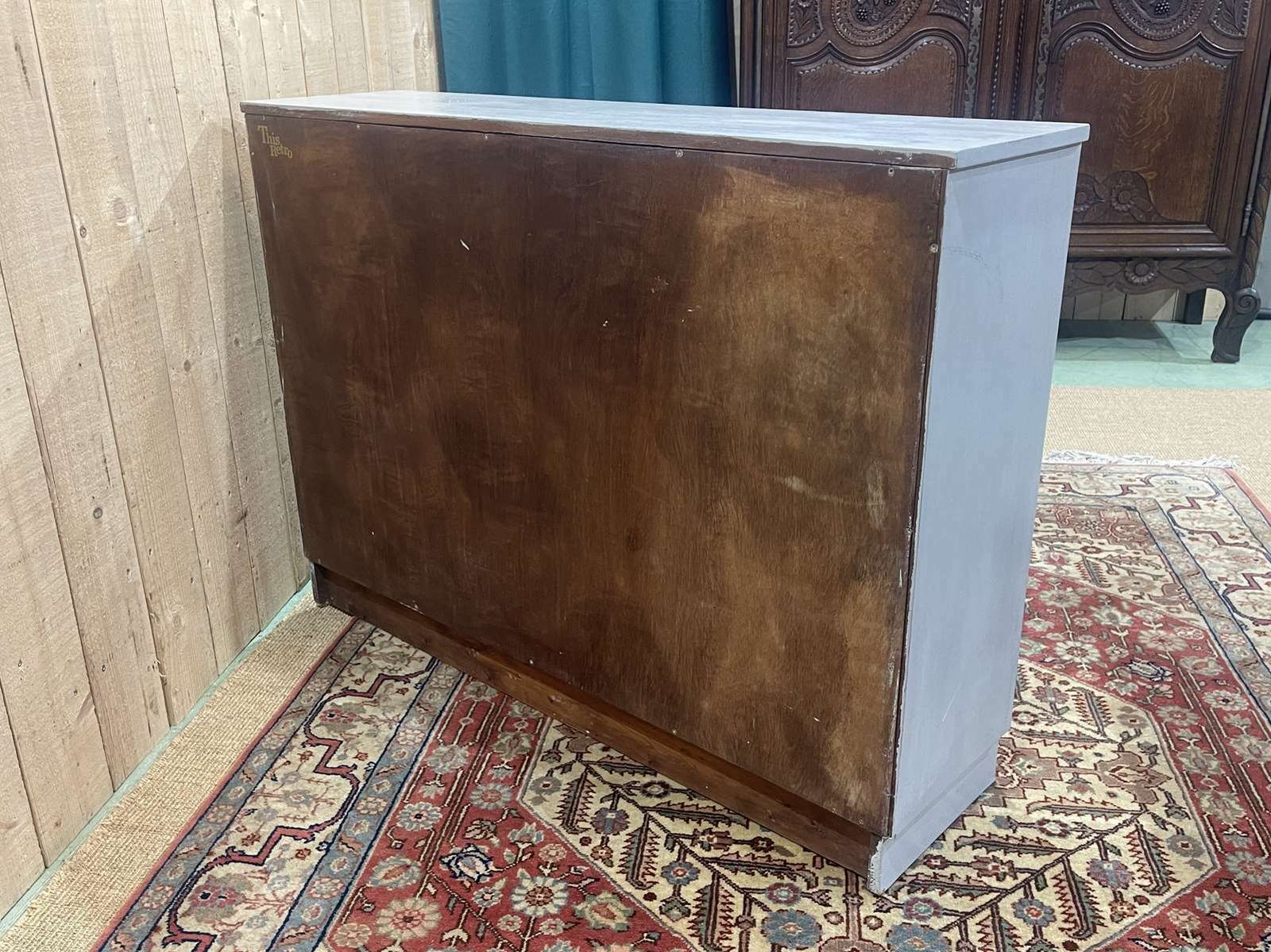 Painted Wooden Cabinet With Sliding Doors photo for sale