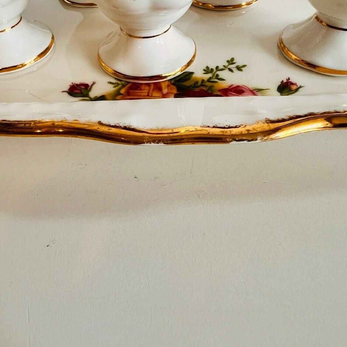 1st Quality Royal Albert Old Country Roses Made In England Set Of 6 Egg Cups Year 1960 photo vinterior