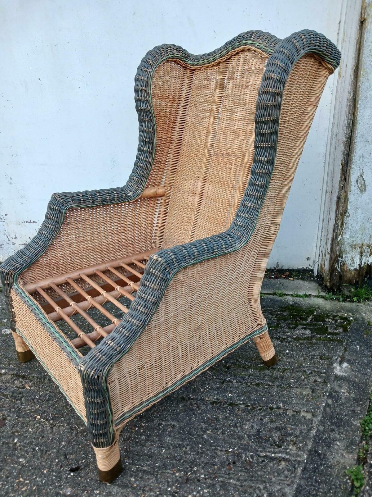 1980's Vintage Rattan Wing Arm Chair photo buy