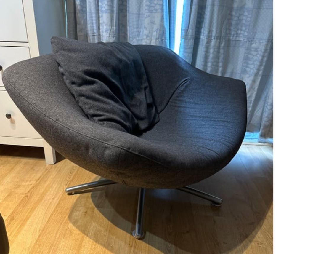 Heals Gerard Van Den Berg Grey Swivel Armchair photo furniture