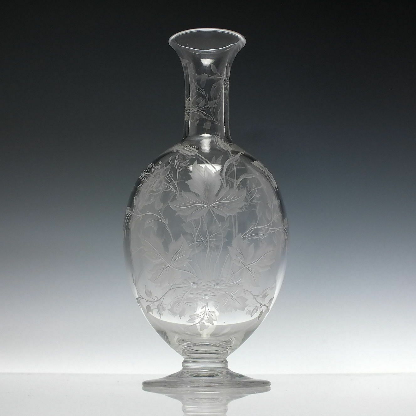 Pair Victorian Thomas Webb Engraved Glass Wine Carafes C1875 photo buy