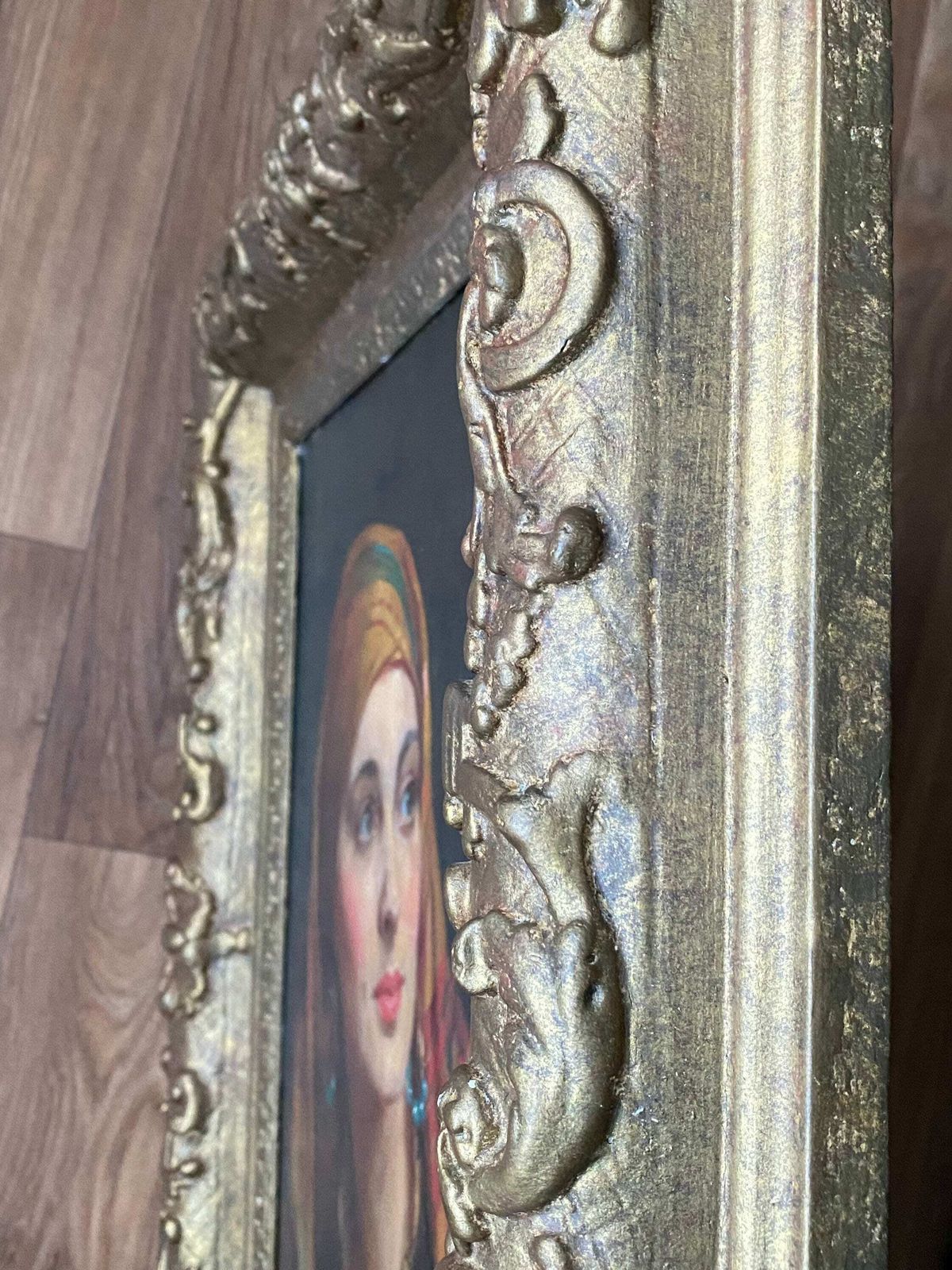 photo furniture Albert Henry Collings (1868 1947) Oil On Canvas 'Yasmin In Gypsy Headscarf' Modern British School Circa 1920's Salon De Paris