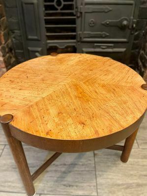 Furniture 1950's Round Three Legged Drum Table In The Style Of Wormley For Dunbar photo