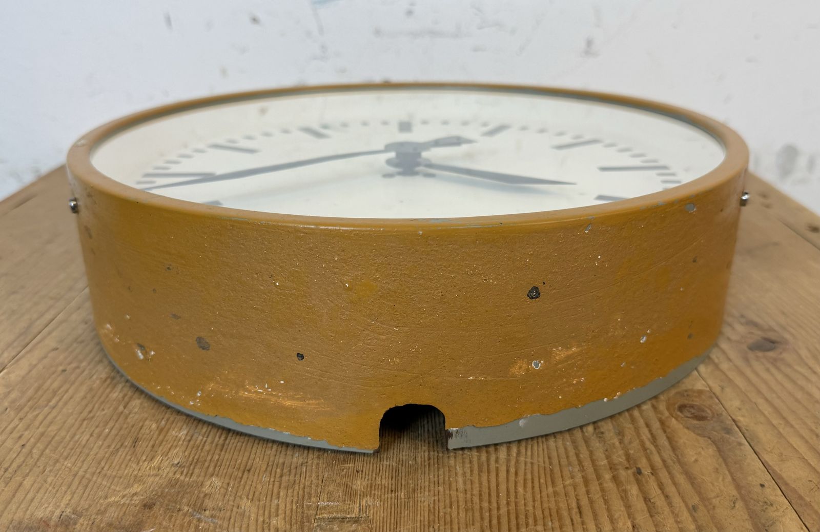 249.0 Beige Industrial Factory Wall Clock From Pragotron, 1960s photo