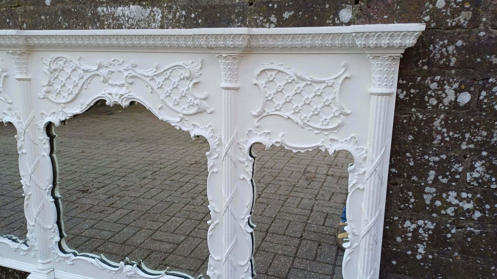Huge Ornate Painted Victorian Over Mantel Mantle Mirror. photo 795.0