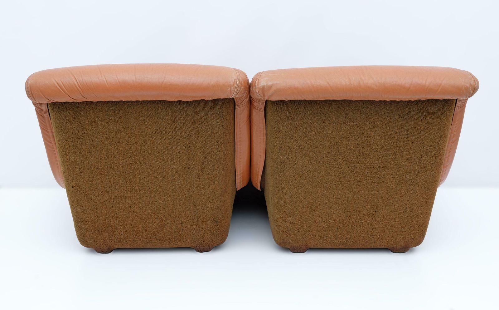 Pair Of Lev & Lev Mid Century Modern Fiberglass Frame Leather Armchairs photo vintage
