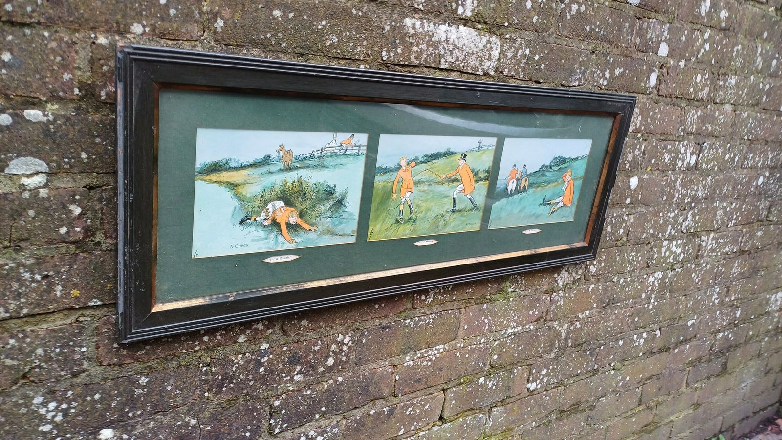 Large Trio Of Vintage Cartoon Fox Hunting Gone Wrong Prints A Check A Holloa A Finish Lt photo buy