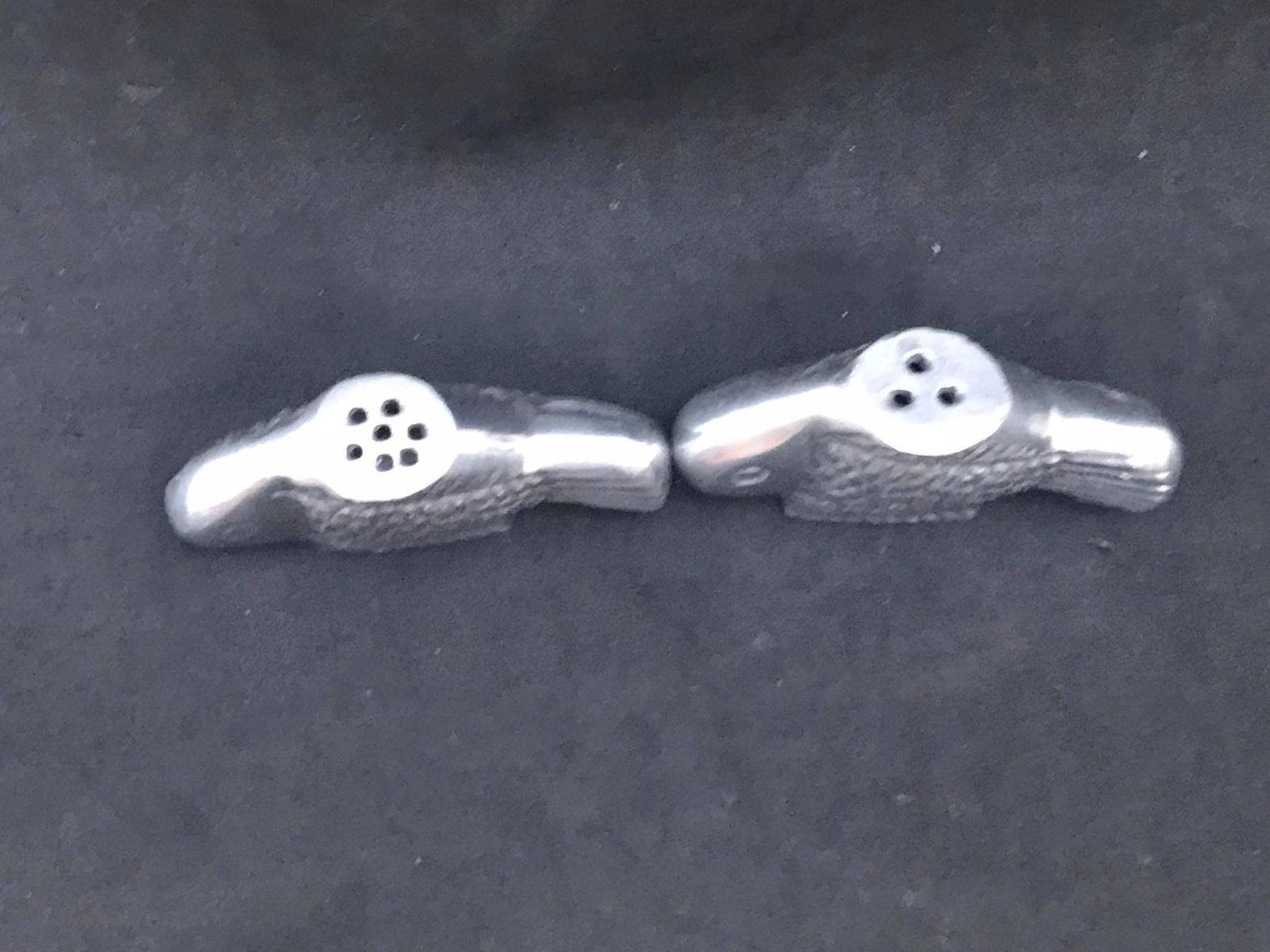 photo for sale Salt And Pepper Shakers Fish Vintage Metal Mid Century Table Animal Figurine Wedding Gift For Her Salt Shaker