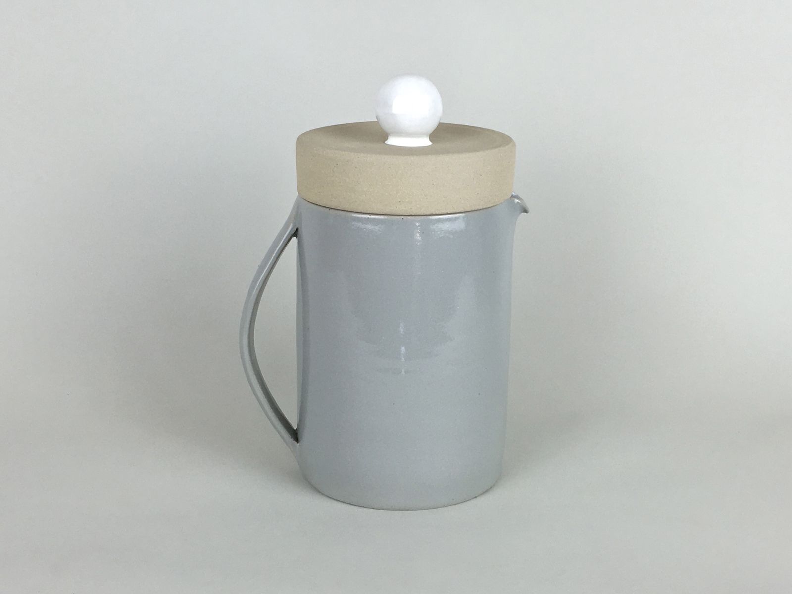 Handmade Stoneware Pottery From France. Large Teapot In Smoke Grey photo 65.0