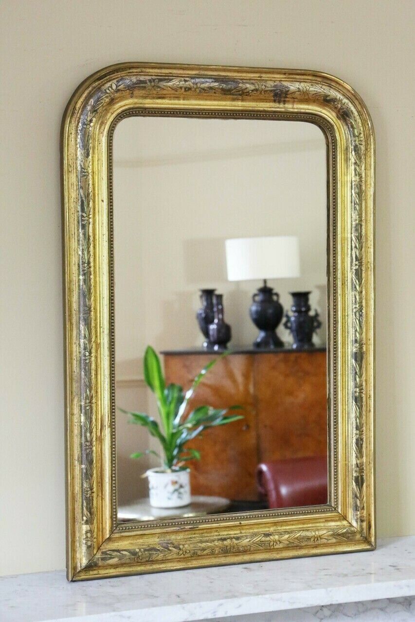 Antique 19th Century Quality Louis Philippe Gilt Overmantle Or Wall Mirror photo vinterior