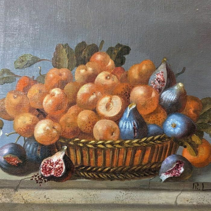Still Life With Fruits French School Philippe Lazare 20th Century photo furniture