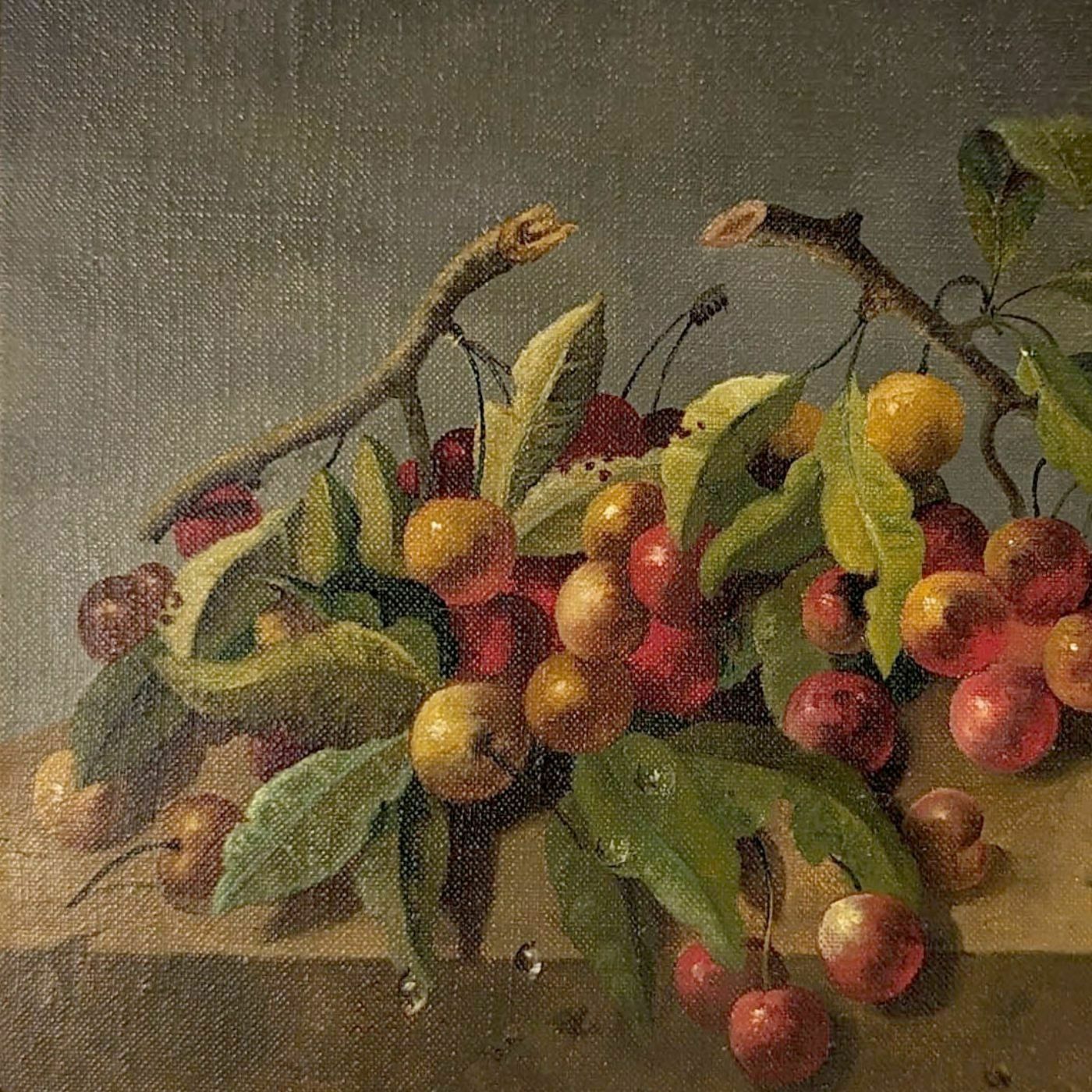 Still Life With Cherries French School Philippe Lazare 20th Century photo furniture