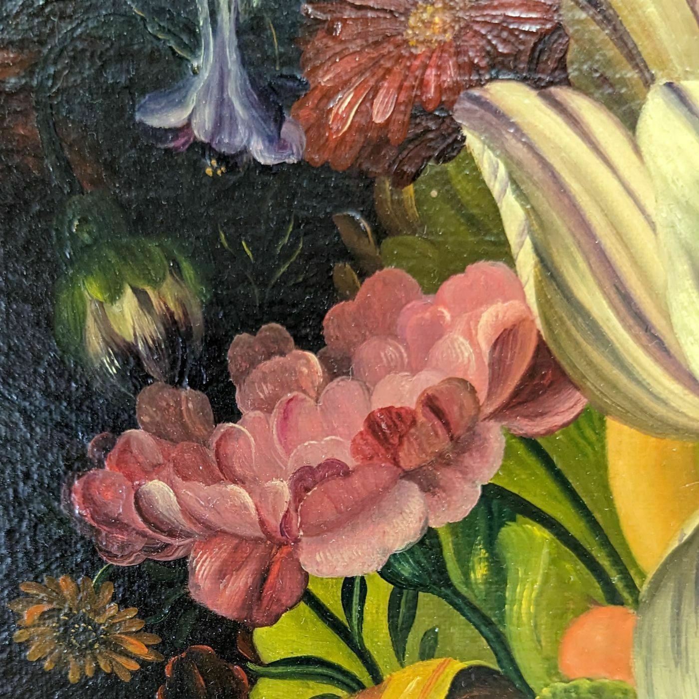 Still Life With Tulips And Crow French School Philippe Lazare 20th Century photo buy