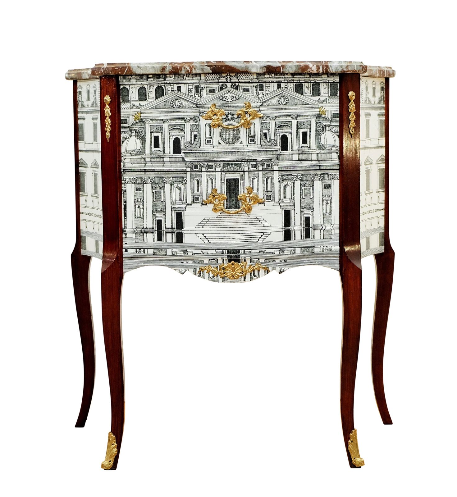Fornasetti Design Two Drawer Chest With Marble Top