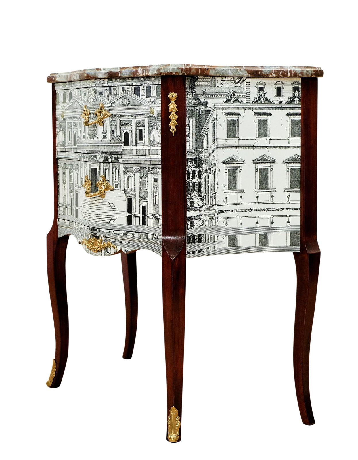 Fornasetti Design Two Drawer Chest With Marble Top photo for sale