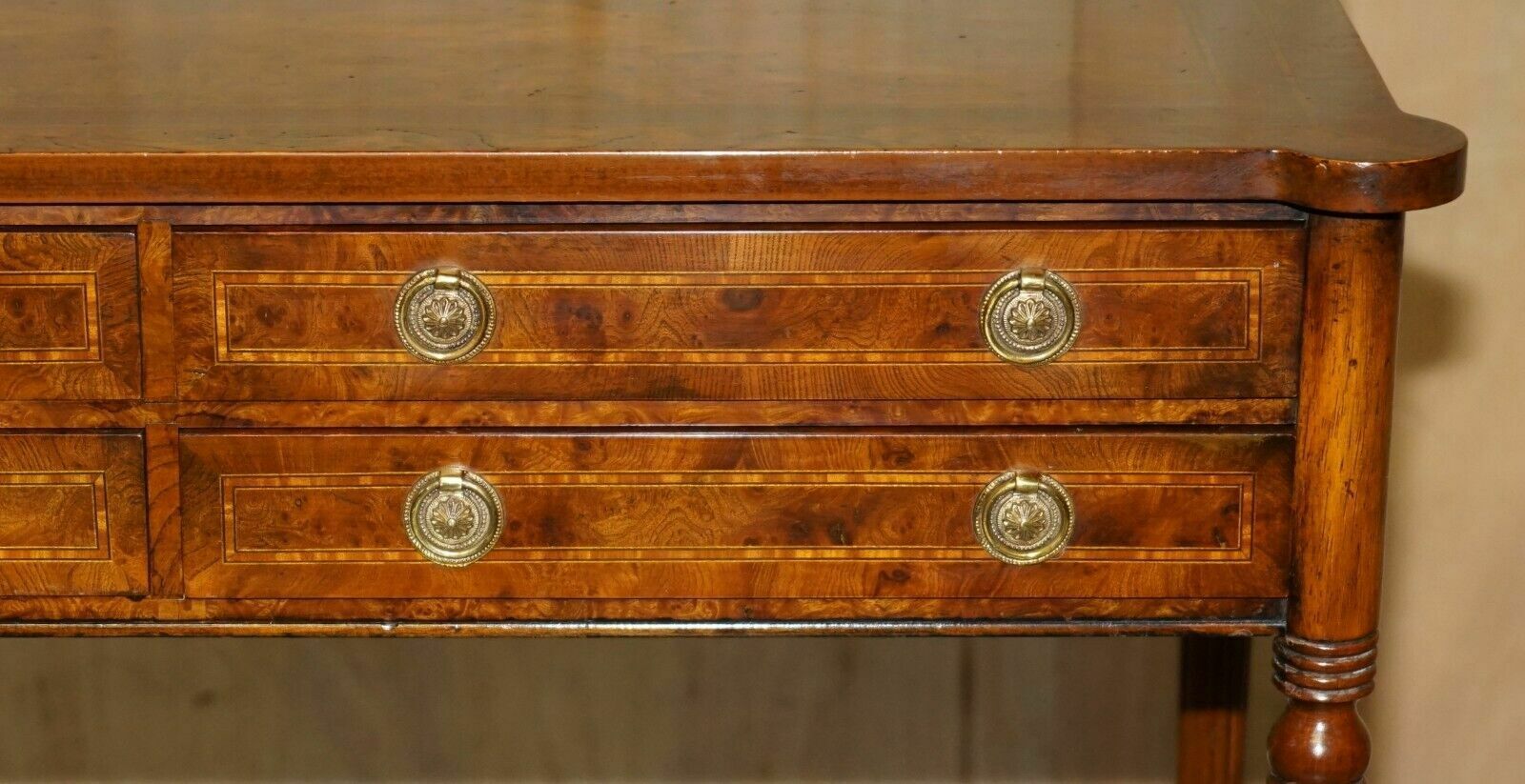 Exquisite Circa 1920 Burr Elm & Satinwood French Polished Restored Console Table photo 2350.0