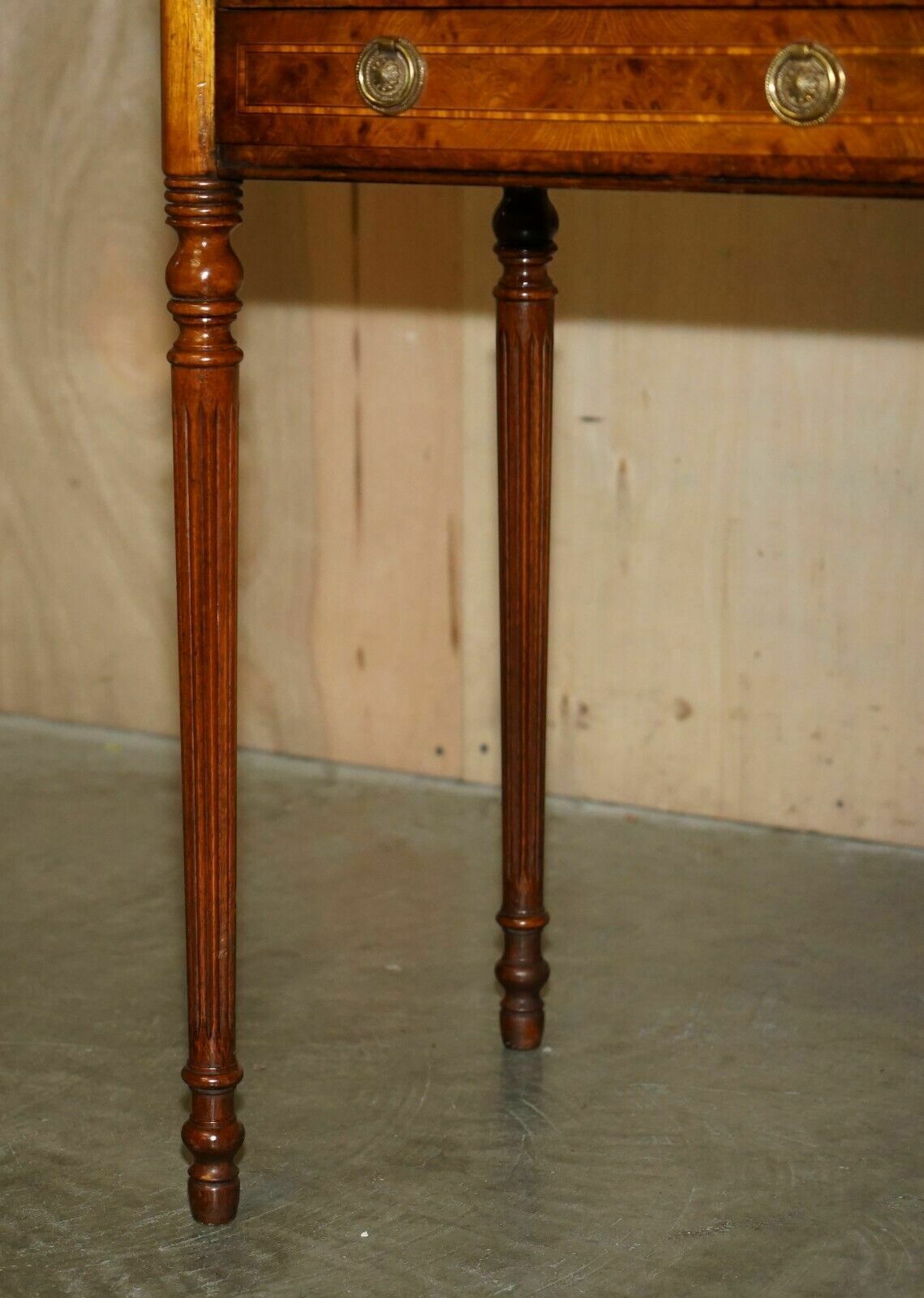 Exquisite Circa 1920 Burr Elm & Satinwood French Polished Restored Console Table photo buy