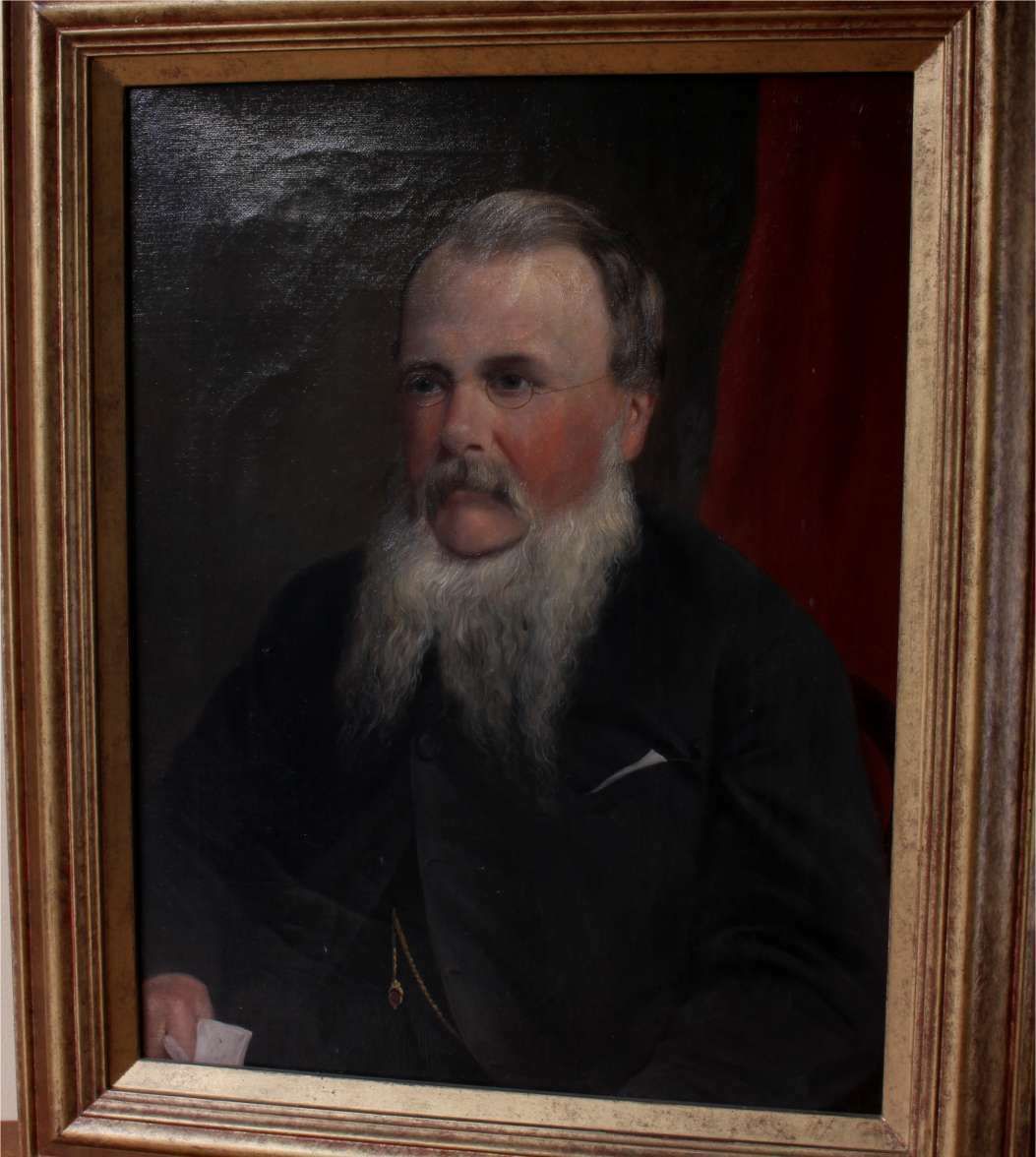 495.0 Bearded Gentleman Oil Painting. John Hackett Goddard Framed Portrait. photo