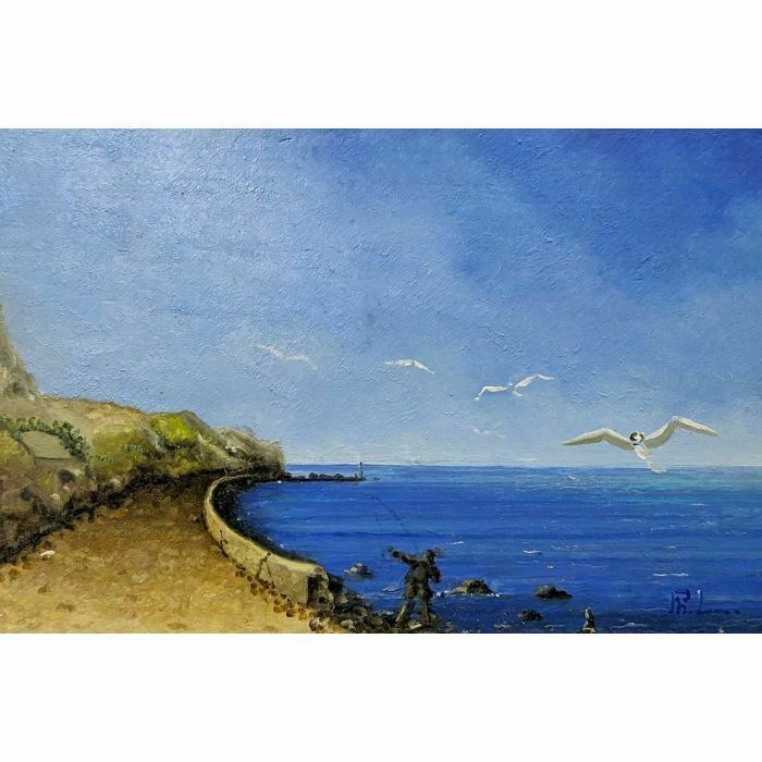 Seaside Landscape With Seagulls French School Philippe Lazare 20th Century photo furniture