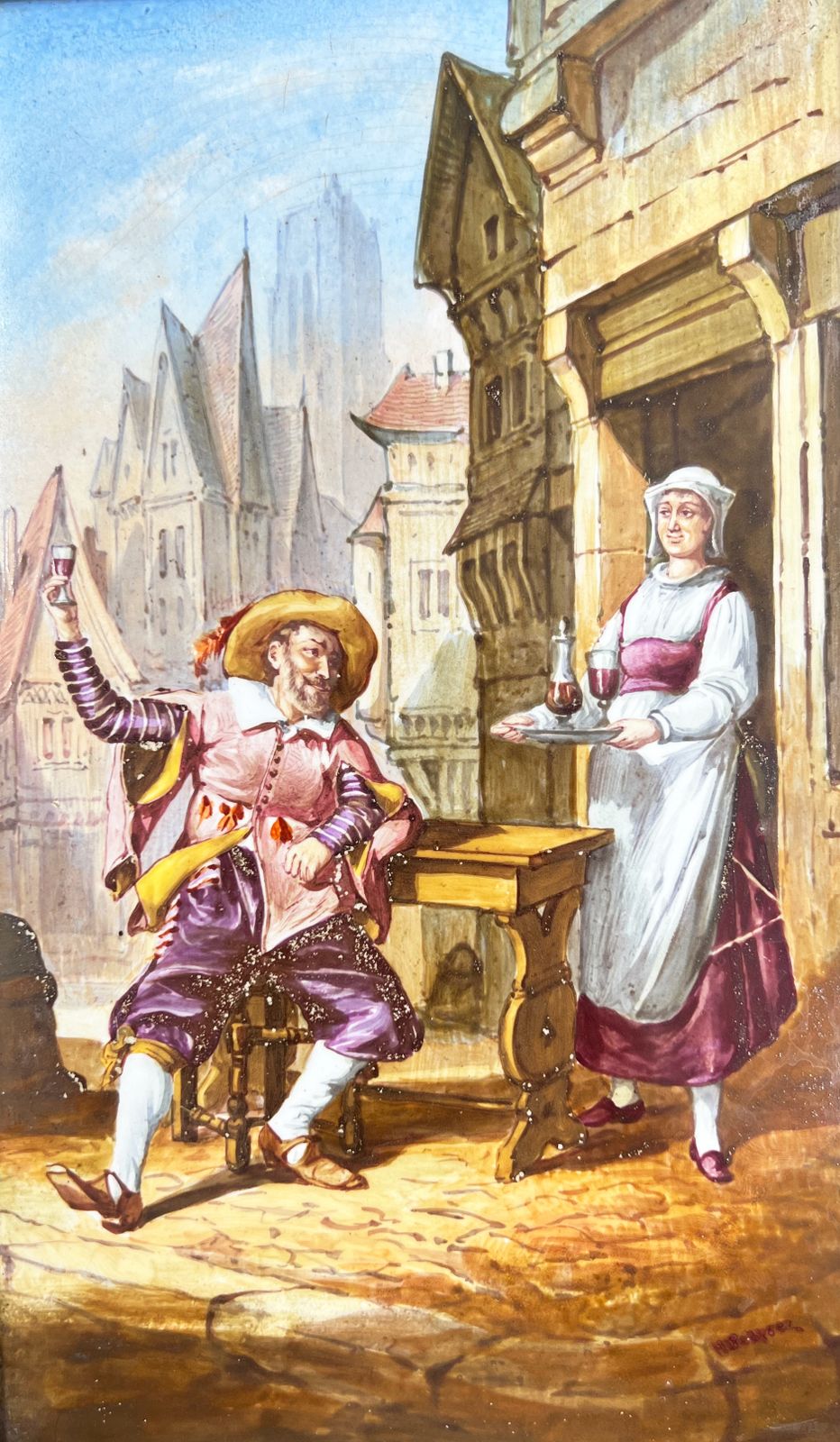 A Fine Pair Of Sevres Style Painted Porcelain Plaques Signed H. Desprez, 20th Century photo for sale
