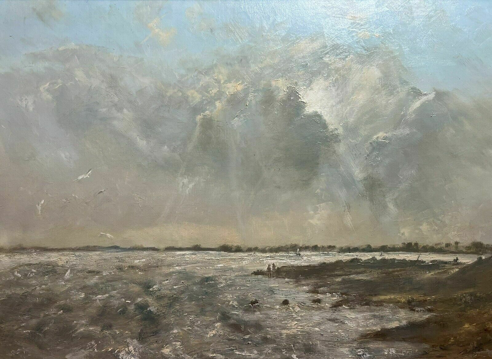 Contemporary Art British School Jill Grinstead Coastal Scene Oil Painting photo furniture