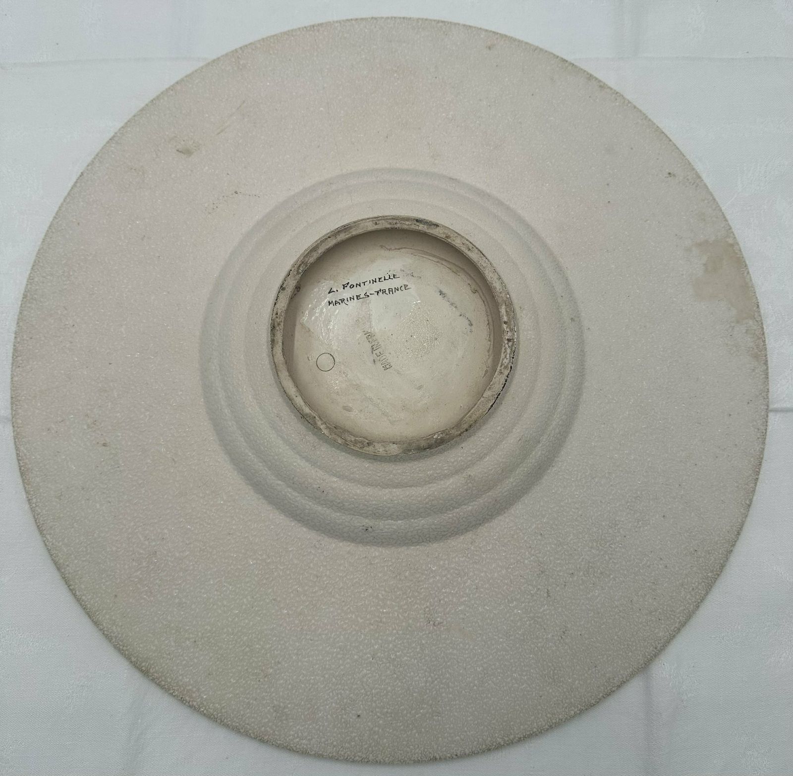 Art Deco Ceramic Wall Charger By L Fontinelle, French Antique White Crackled Plate, Blue And White Pottery photo Home Decor