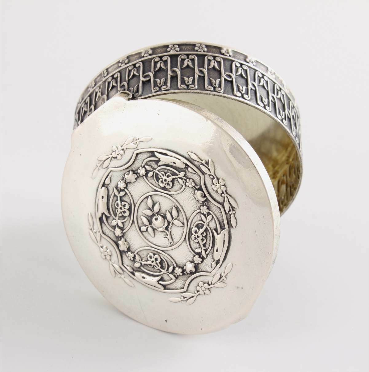Antique French Silver Rouge Pot. Small Pill Box. Aristide Leclerk. C1900. photo 205.0