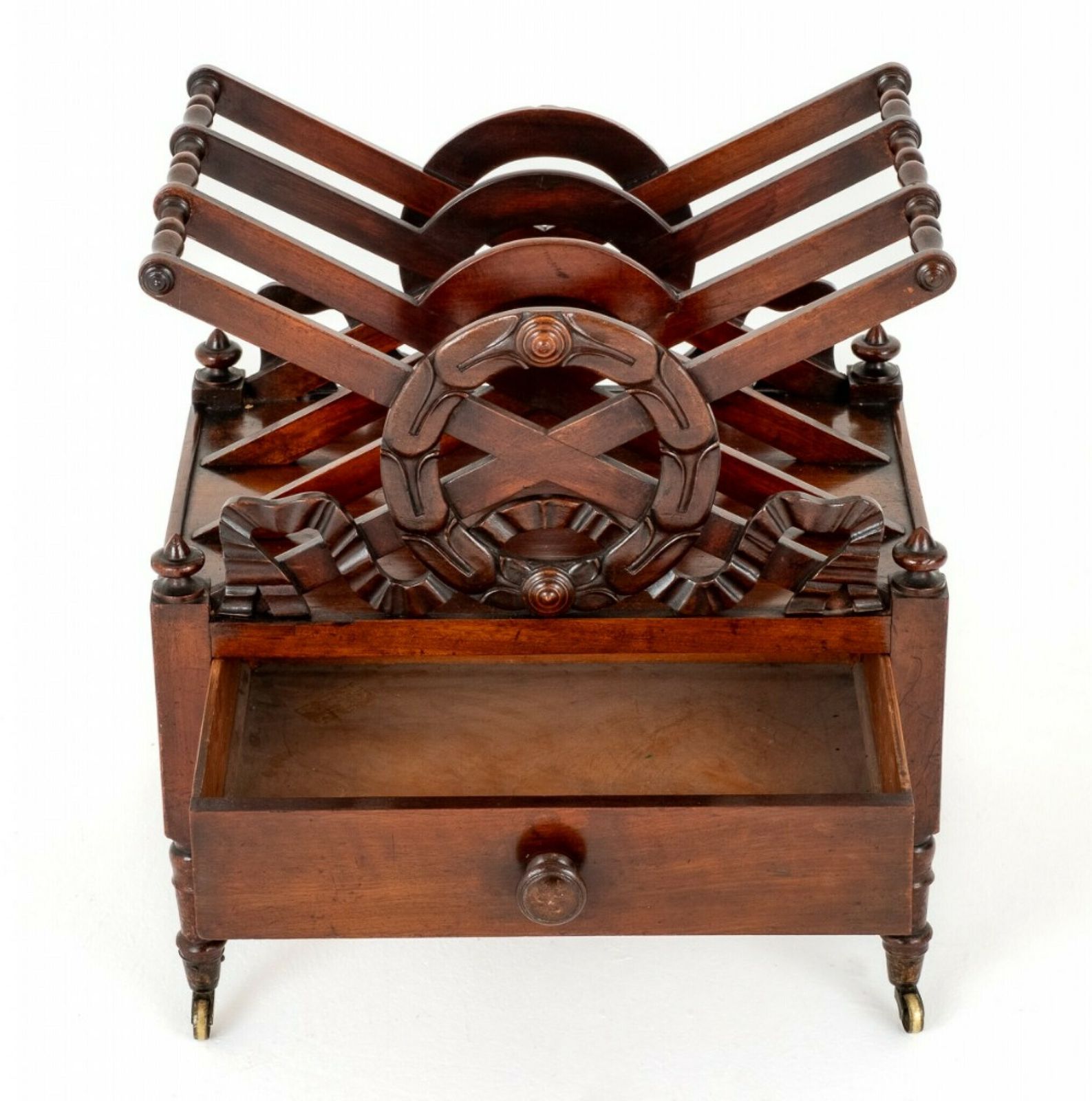Regency Canterbury Mahogany Side Stand Antique Magazine Rack photo vinterior