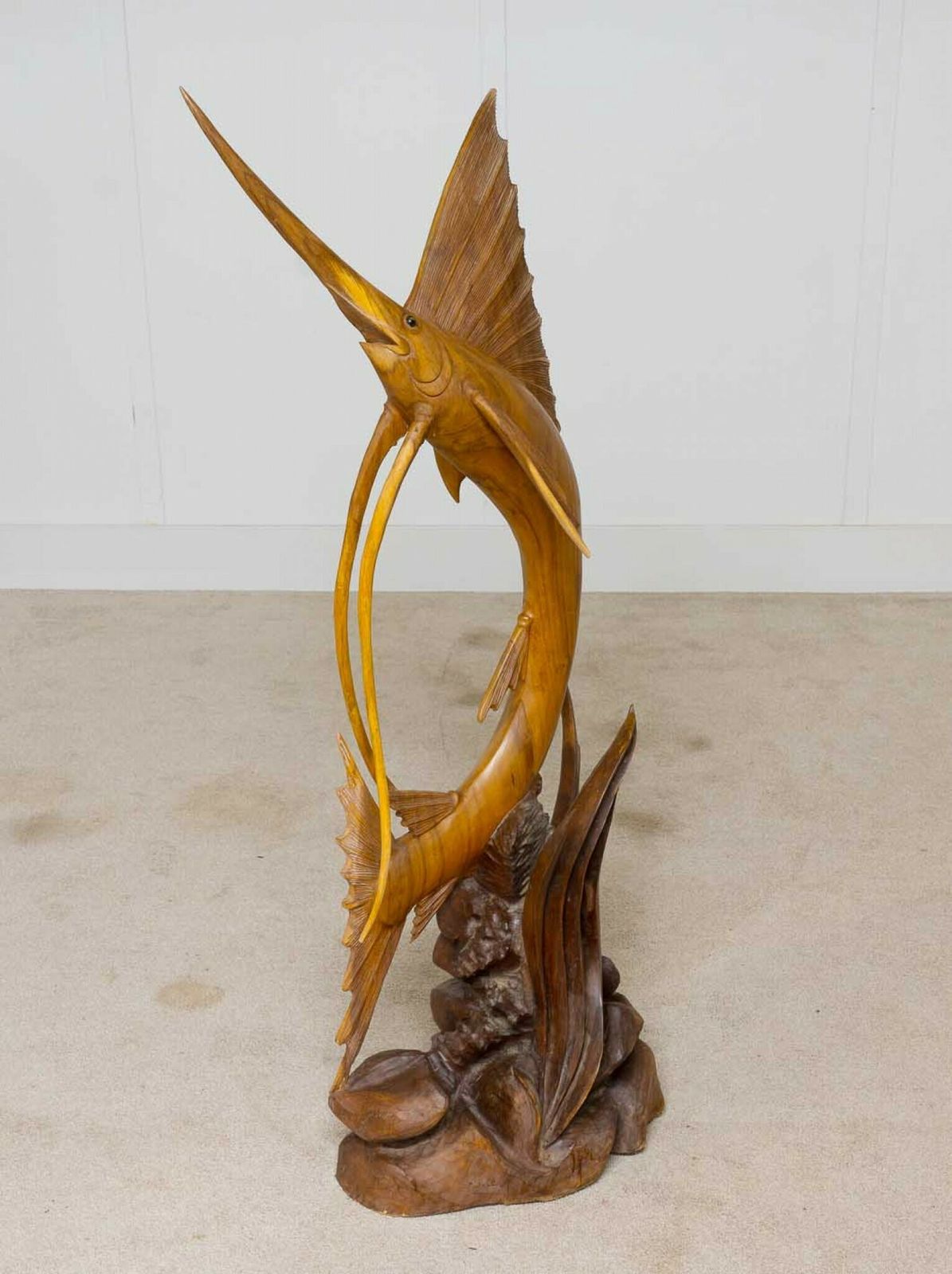 Large French Hand Carved Marlin Fish Sculpture Statue photo furniture