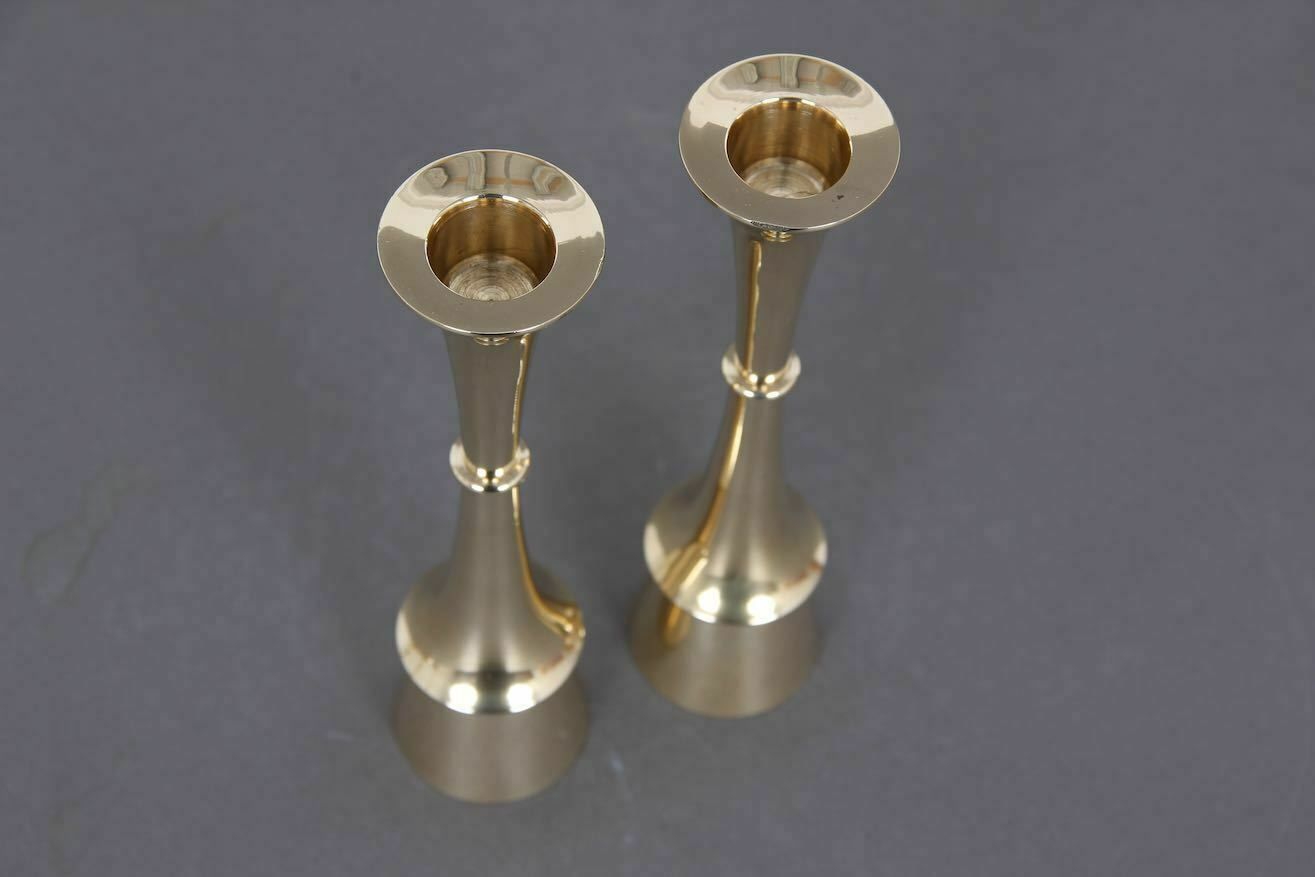 Set Of Danish Candle Holders In Solid Brass. Design By Jens H. Quistgaard In The 1960s. photo buy