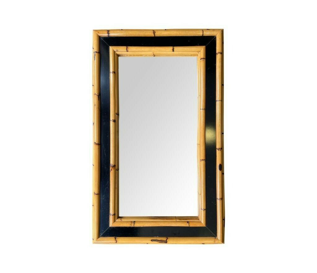 A Large Italian 1970s Bamboo And Black Lacquer Mirror Attributed To Vivai Del Sud photo buy